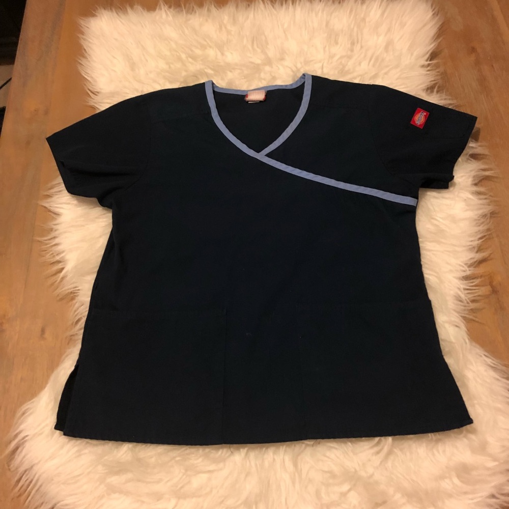 Dickies navy blue and sky blue scrub top